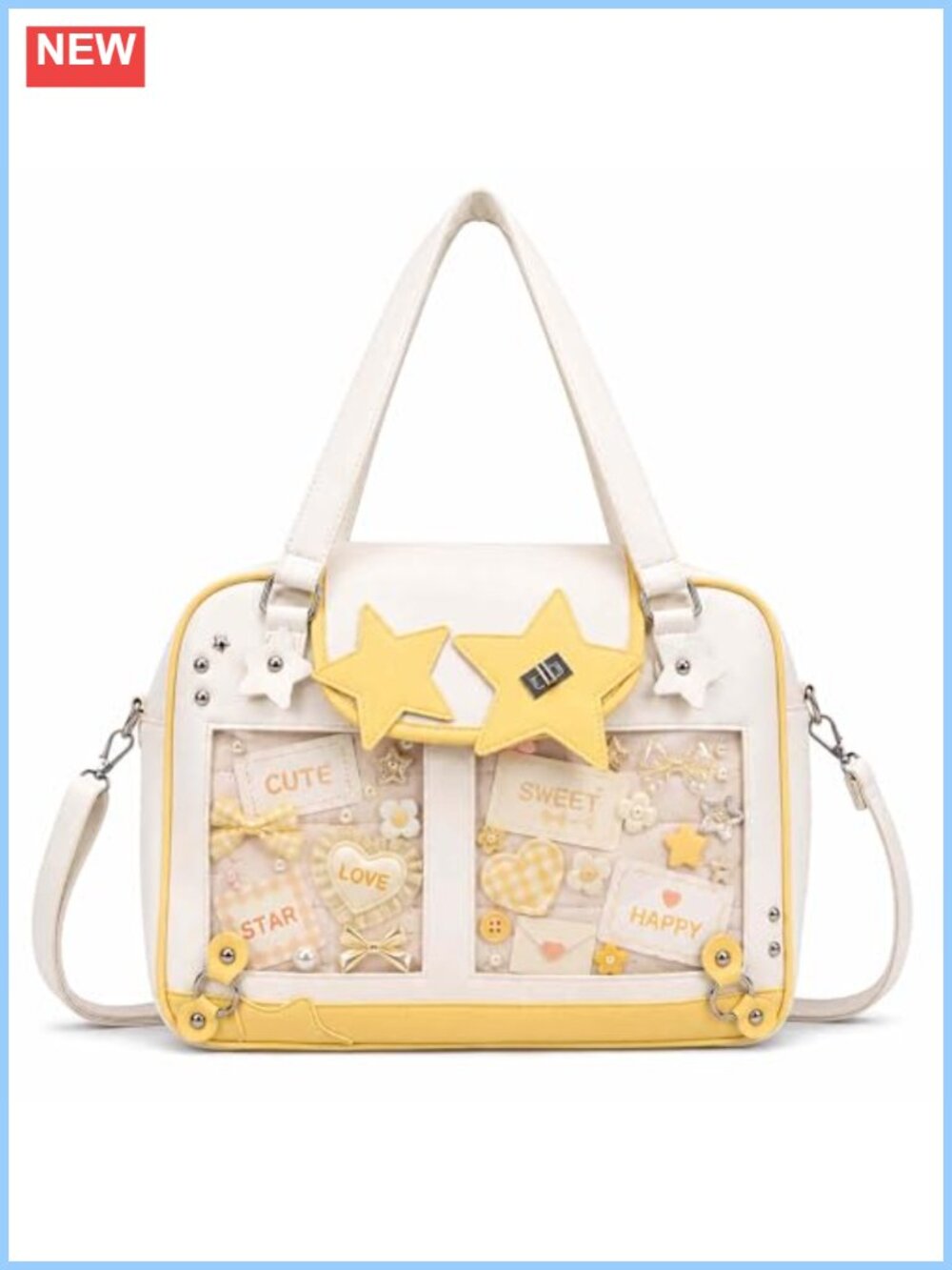 Kawaii Ita Crossbody Messenger Bag Vegan Leather Pin Display Tote